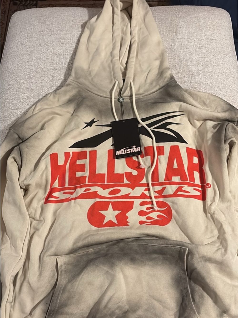 Hellstar Sports Men's Cream Hoodie with Red Logo